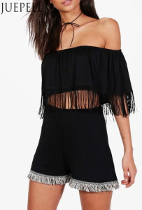 Fringed off Shoulder Beach Crop Top